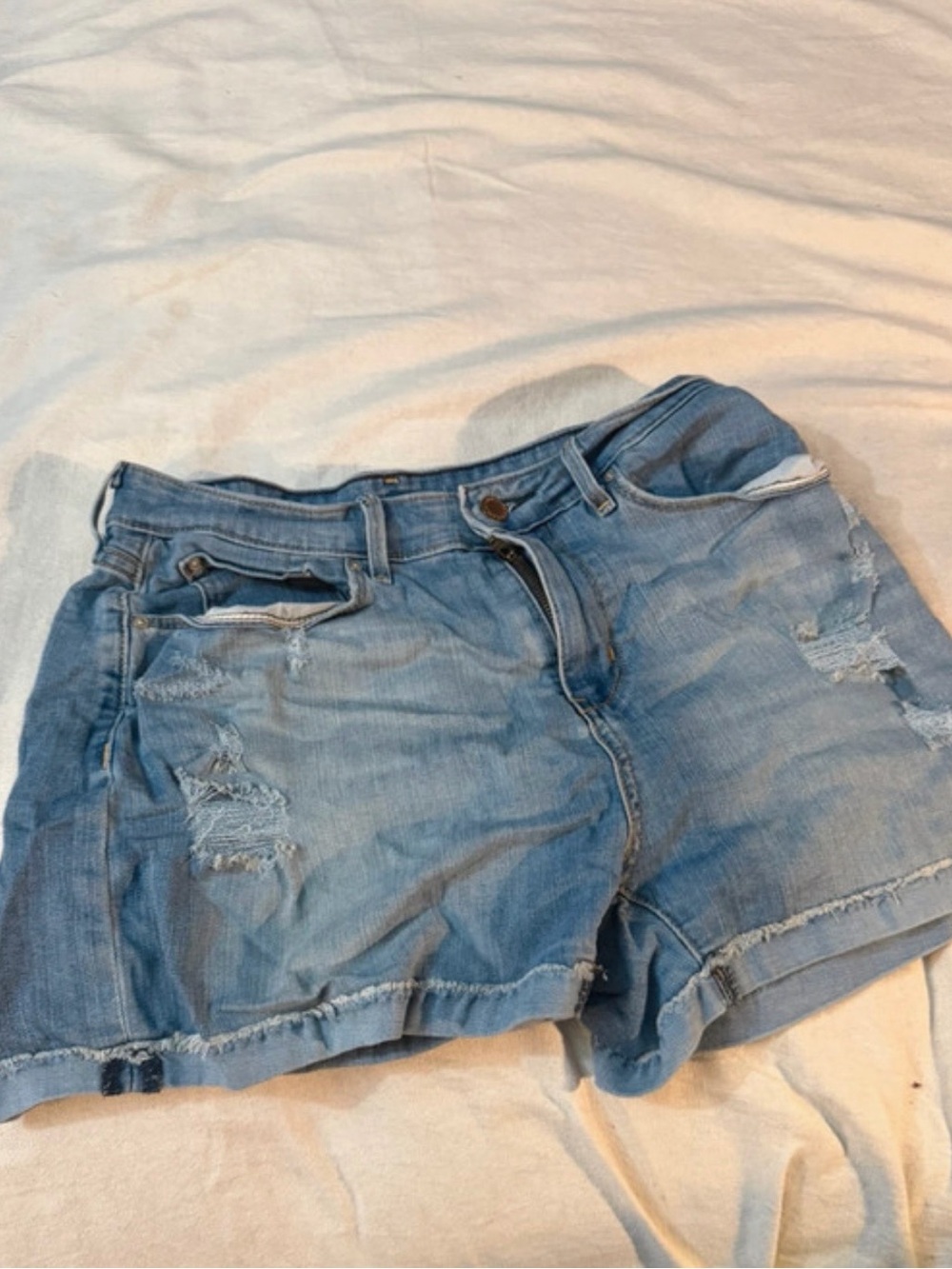 Signature by Levi Strauss Light Blue Distressed Denim Shorts